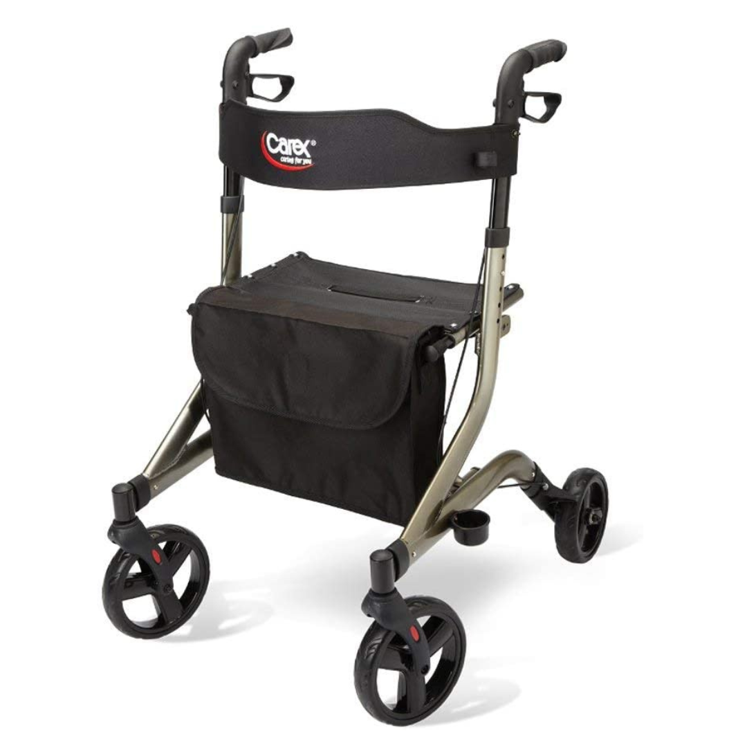 Carex Crosstour Euro Style Folding Rolling Walker Rollator with Seat and Storage - Senior.com Rollators